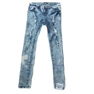 Highway Jeans Factory Destroyed Skinny Denim Stonewashed Junior Womens (30 x 32)